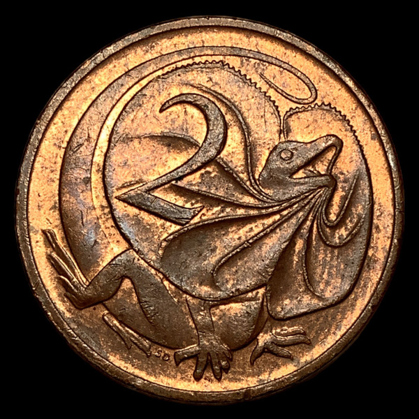 Монета Австралия 2 цента 1985 года. Ящерица. Елизавета II. Люксовое ...