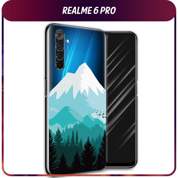 Силиконовый чехол на Realme 6 Pro / Реалми 6 Про "Синяя снежная гора ...