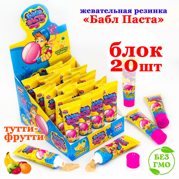 Жевательная резинка БАБЛ BUBBLE ПАСТА (блок 20шт по 22гр) конфеты Канди ...
