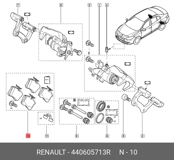 Как разобрать задний суппорт меган Колодки тормозные Renault 440605713R - купить по низким ценам в интернет-магазин