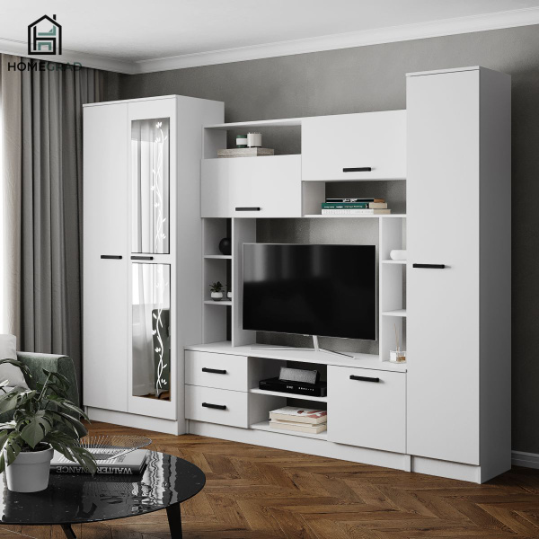 Стенка в гостиную HomeGrad Solo, Белая купить c доставкой на OZON по ...