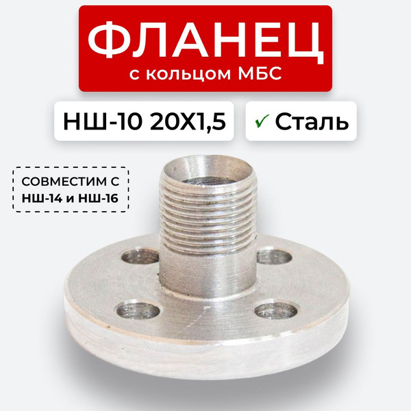 Фланец НШ-10 Сталь прямой наруж.резьба 20х1,5(S24) с кольцом - арт ...