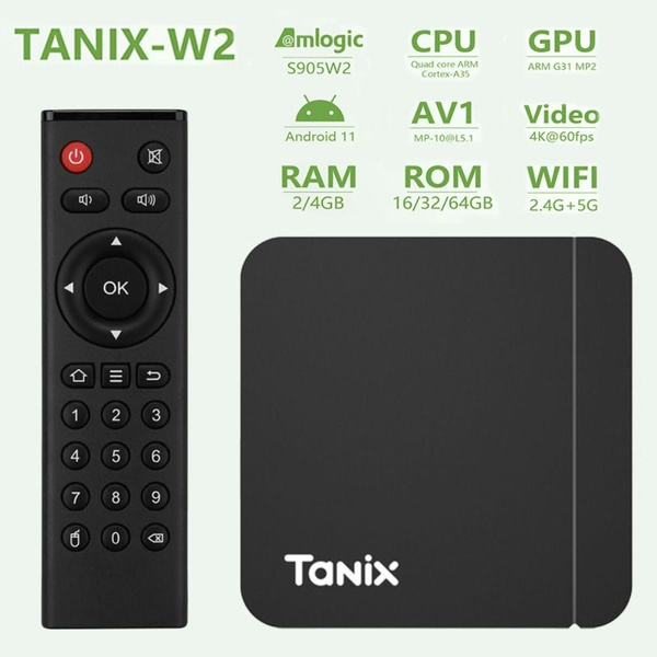 Tanix W2 Smart Set Top Box S905W2 4 ГБ 32 ГБ Медиаплеер Android 11 WiFi ...