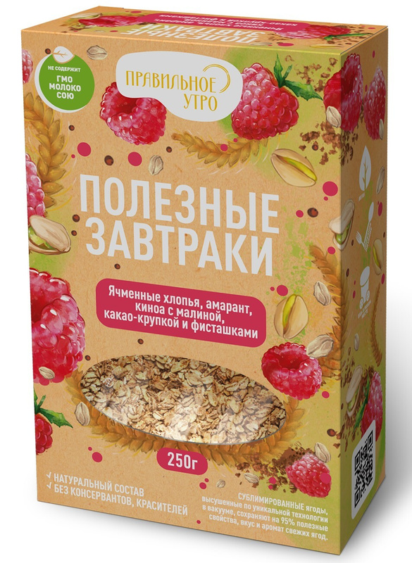 Характеристики Готовый завтрак Правильное утро, Ячменные хлопья ...