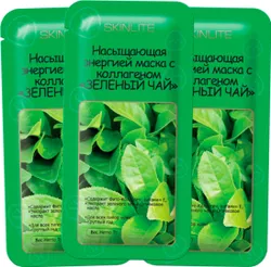 Насыщающая энергией маска с коллагеном «ЗЕЛЕНЫЙ ЧАЙ». Содержит Фито-Коллаген, витамин Е, Экстракт зеленого чая и Оливковое  ...