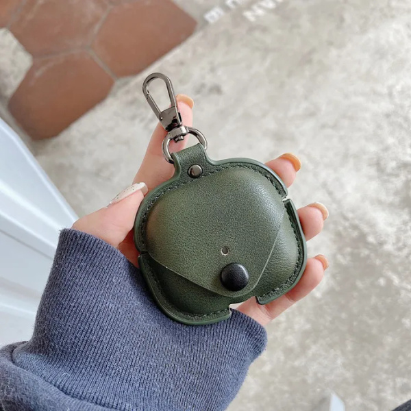 Зеленый кожаный чехол для наушников AirPods Pro, Pro 2 с карабином ...