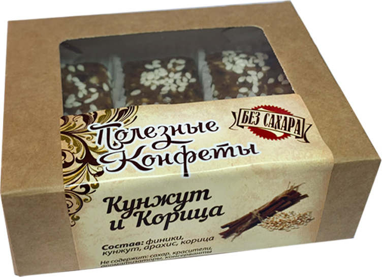 фото Полезные конфеты "Кунжут-корица" (без сахара) 100г Русские традиции