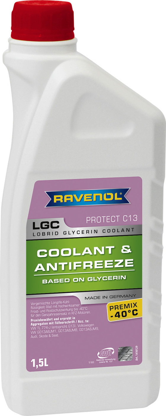 фото Антифриз готовый к прим. лила RAVENOL LGC Lobrid Glycerin Coolant Premix -40 C13 ( 1,5л)