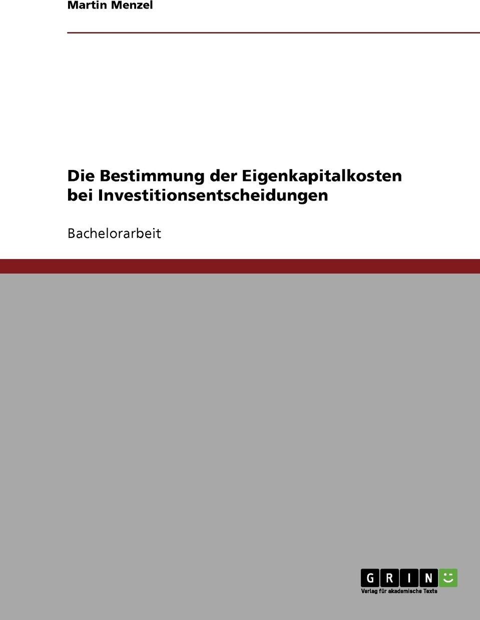 фото Die Bestimmung der Eigenkapitalkosten bei Investitionsentscheidungen