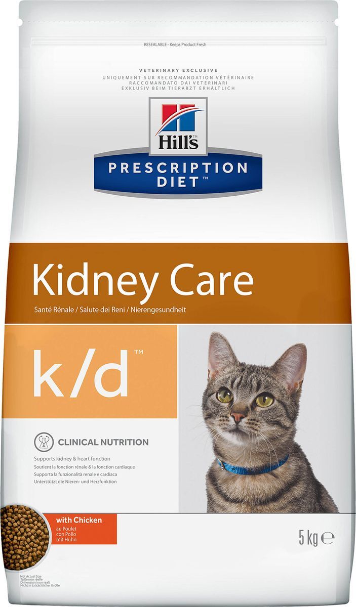 фото Корм сухой Hill's Prescription Diet k/d Kidney Care для кошек для поддержания здоровья почек, с курицей, 5 кг