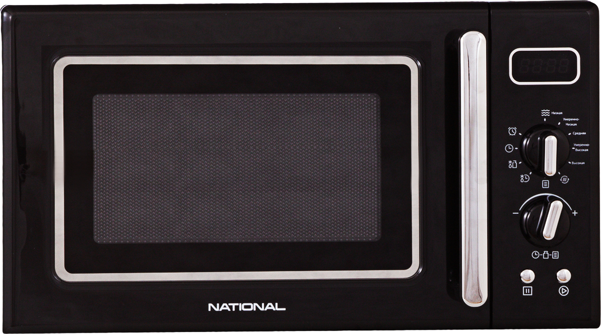 фото Микроволновая печь NATIONAL 20 л, 700 Вт, с электронно-механическим управлением, 8 авто программ,таймер, ретро-серия