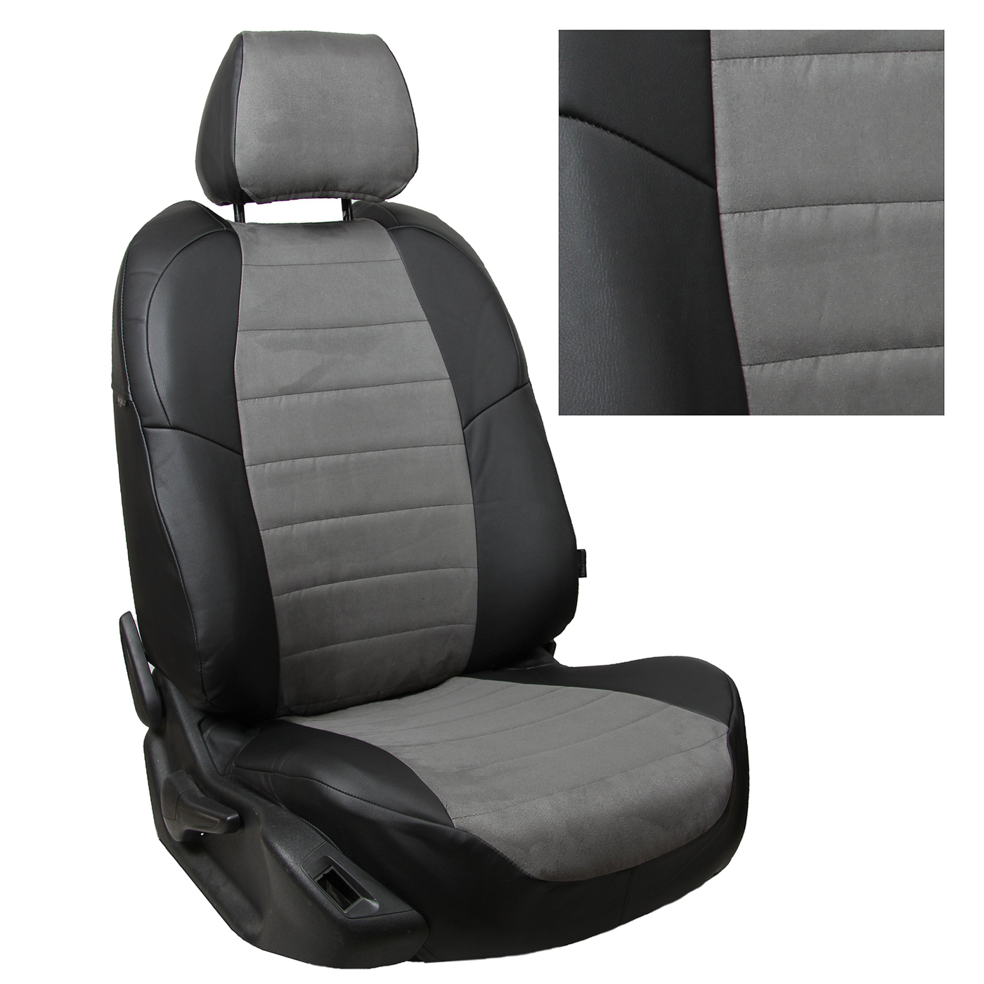Чехлы на сиденья NISSAN QASHQAI 1 джип 5 мест с 2006-2014г (Алькантара, 40/60, Черный + Серый )