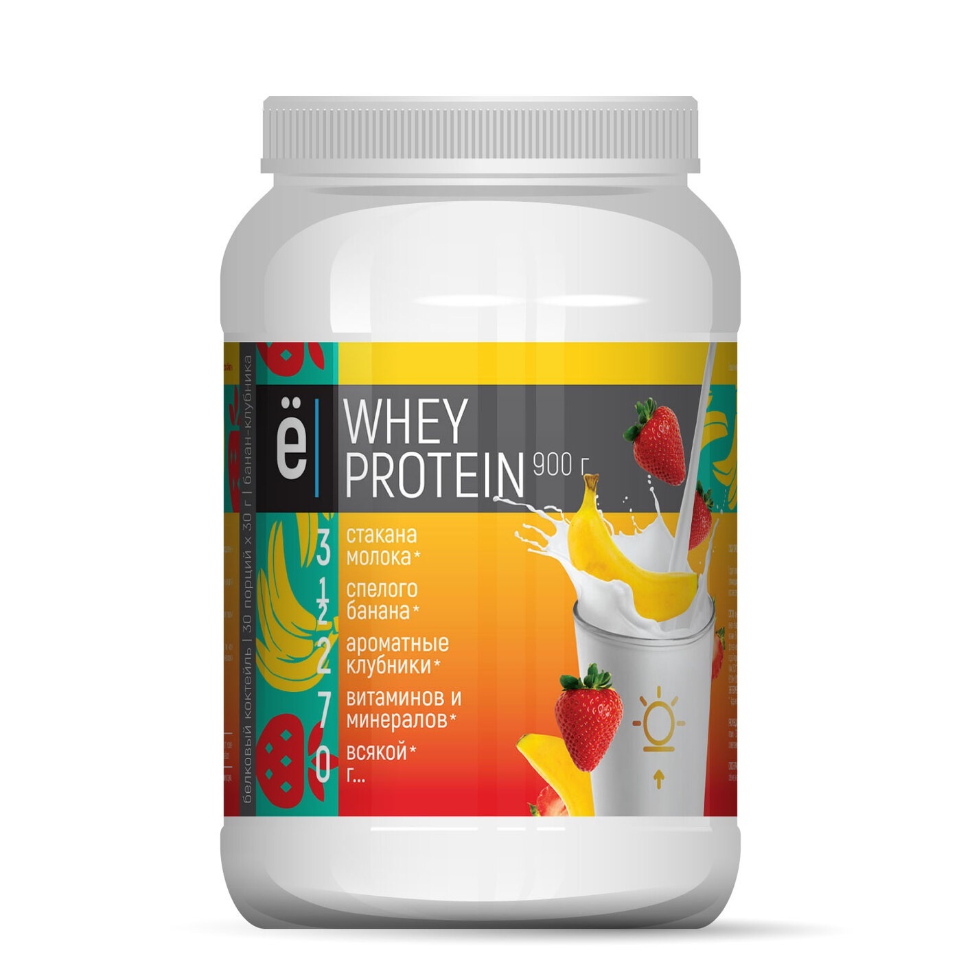 белковый коктейль "Whey Protein" со вкусом клубника-банан ТМ Ёбатон ...