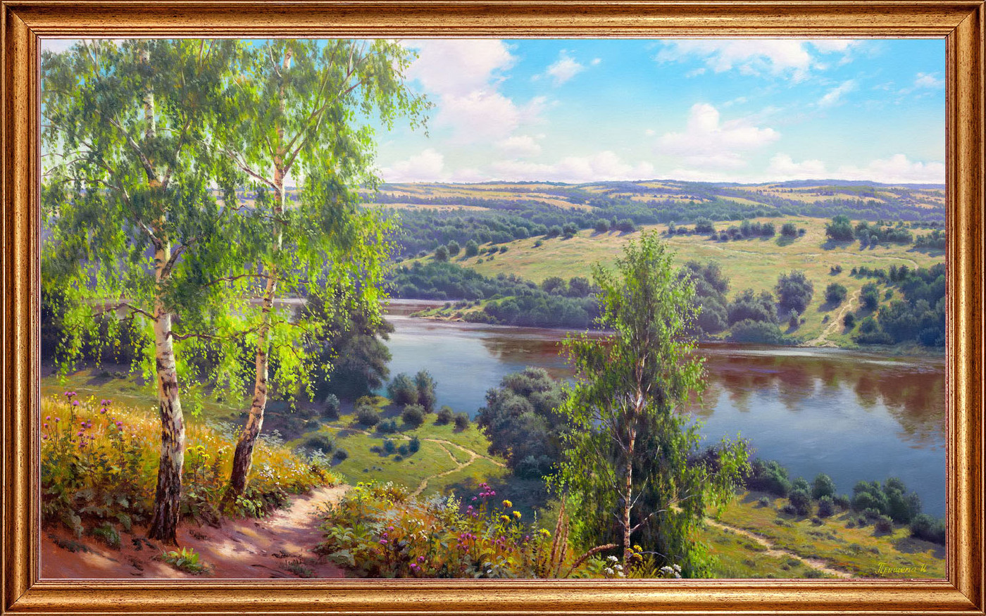 Возвращение в родной край. Картина Игоря Прищепа Проточная река.