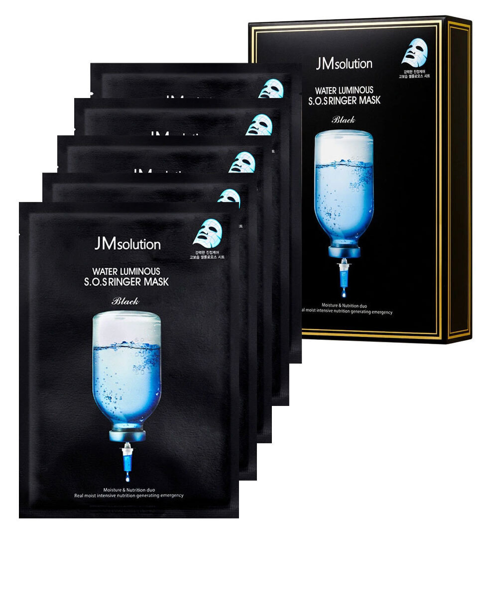 Luminous water. Ультраувлажняющая тканевая маска JMSOLUTION Water Luminous s.o.s. Ringer Mask. JM solution Water Luminous s.o.s Ringer Mask 50 мл. Тканевая маска - Water Luminous s.o.s Ringer Amino Mask Black 10pcs(JMSOLUTION). Укрепляющая маска с аминокислотами JMSOLUTION Water Luminous s.o.s..