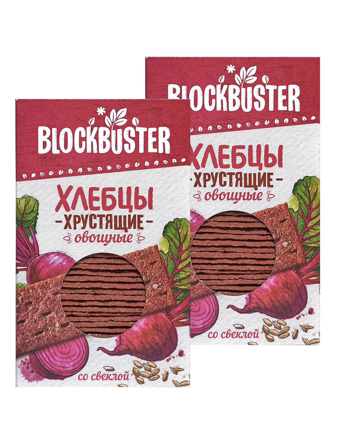 Хлебцы овощные Blockbuster со свеклой 260 г, 2 уп по 130 г постные, без дрожжей, Блокбастер