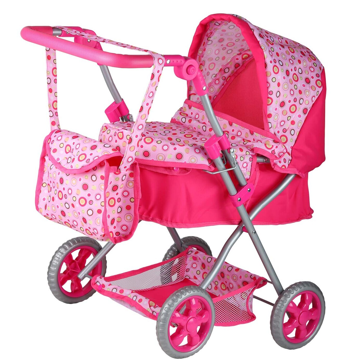 Прогулочная коляска-люлька для кукол с сумкой, металлическая, складная ...