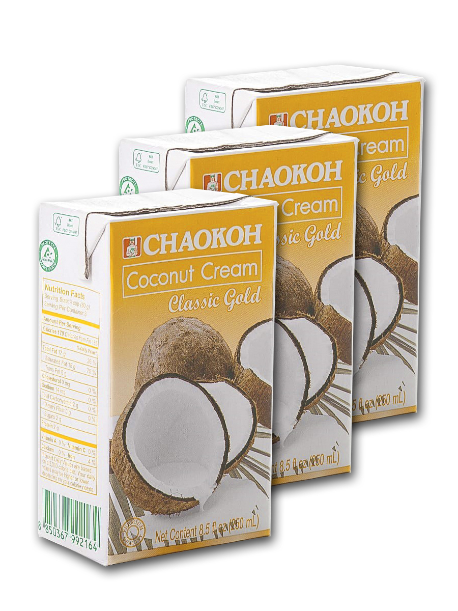 Кокосовые сливки CHAOKOH растительные из натурального кокоса 3 пачки по ...