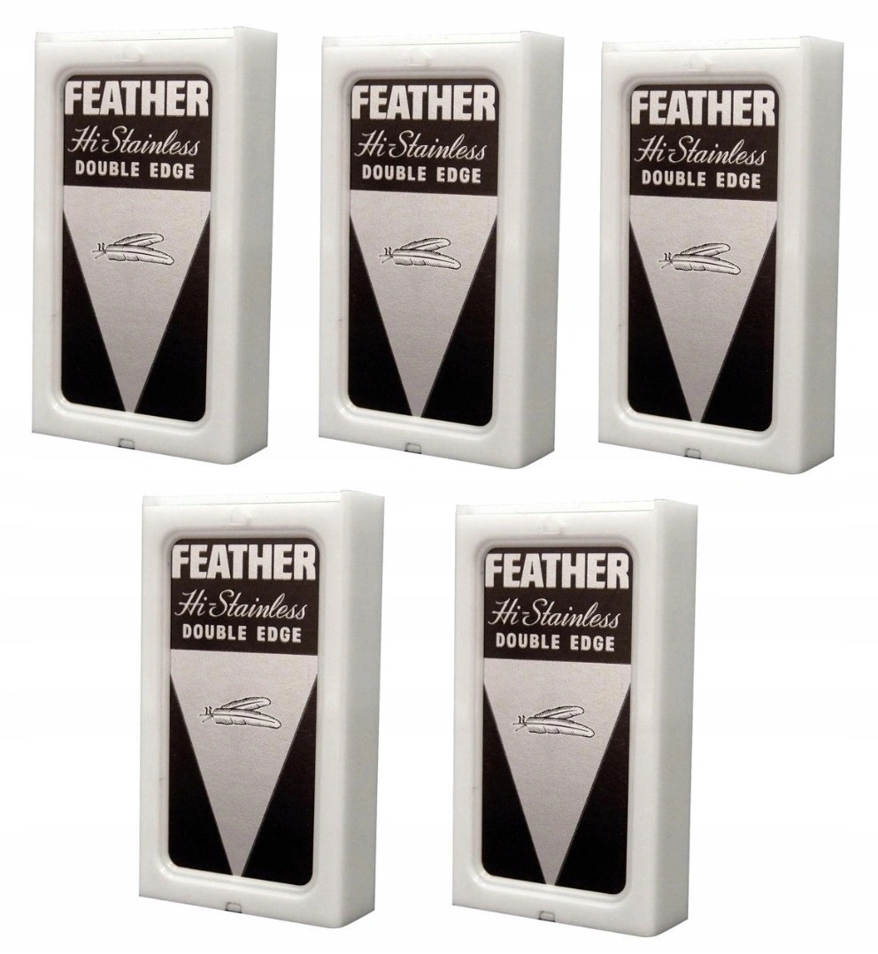 Feather Двусторонние лезвия HI-Stainless double edge blades 5 упаковок, 25 лезвий