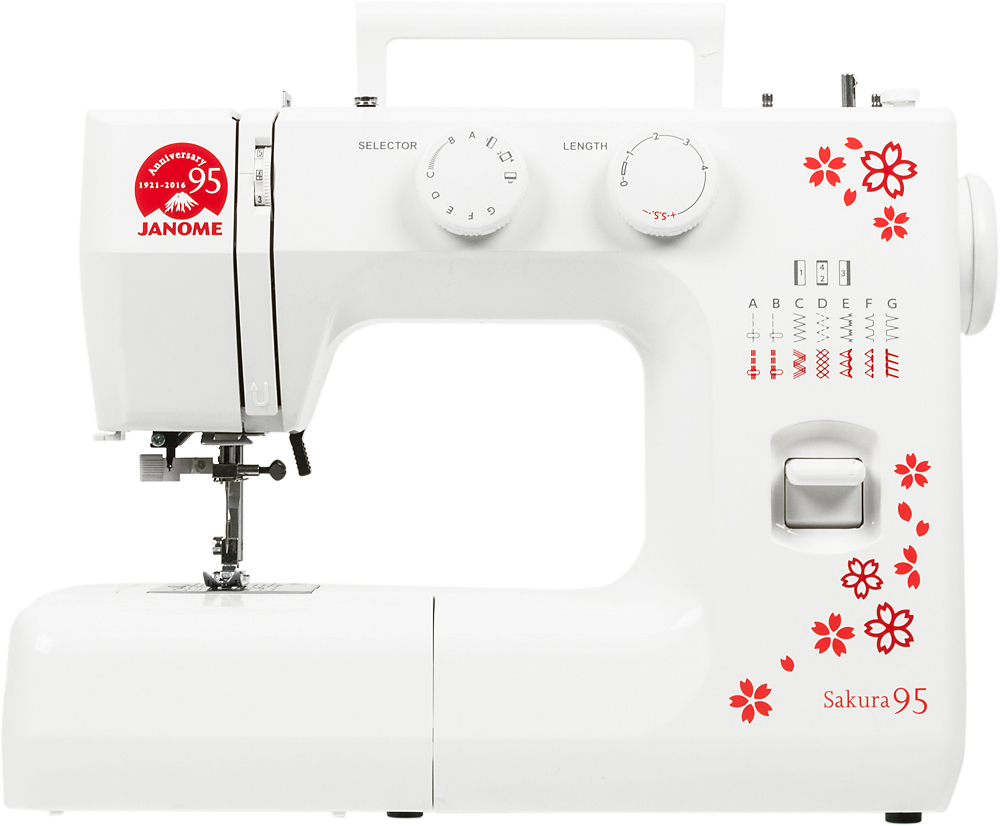 Швейная машина Janome Sakura 95 белый/цветы, электромеханическая (SAKURA 95)