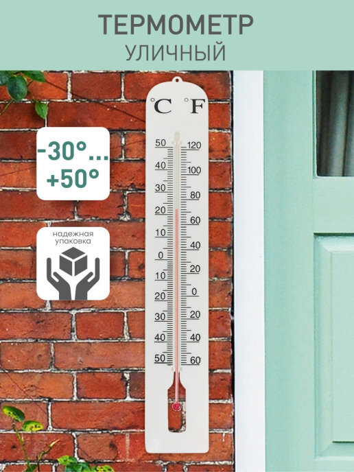 Giant Thermometer Outside in a Garden at a Winter Day with Snow Stock Photo - Im