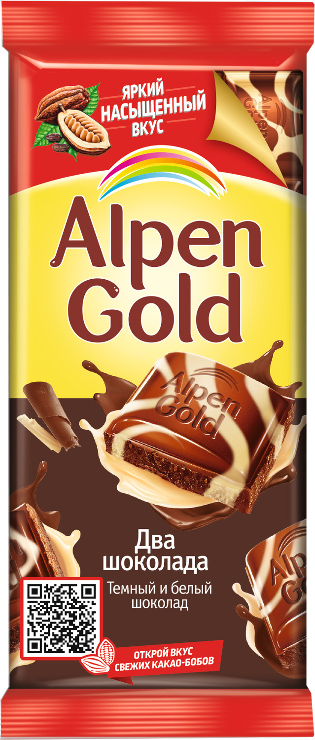 Шоколад Alpen Gold из темного и белого шоколада, 85 г — купить в ...