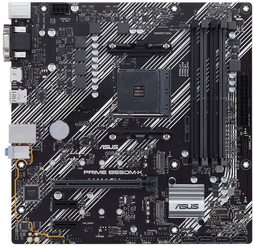 Материнская плата Asus PRIME B550M-K Soc-AM4 AMD B550 4xDDR4 mATX AC 97 8ch(7.1) GbLAN RAID+VGA+DVI+HDMI