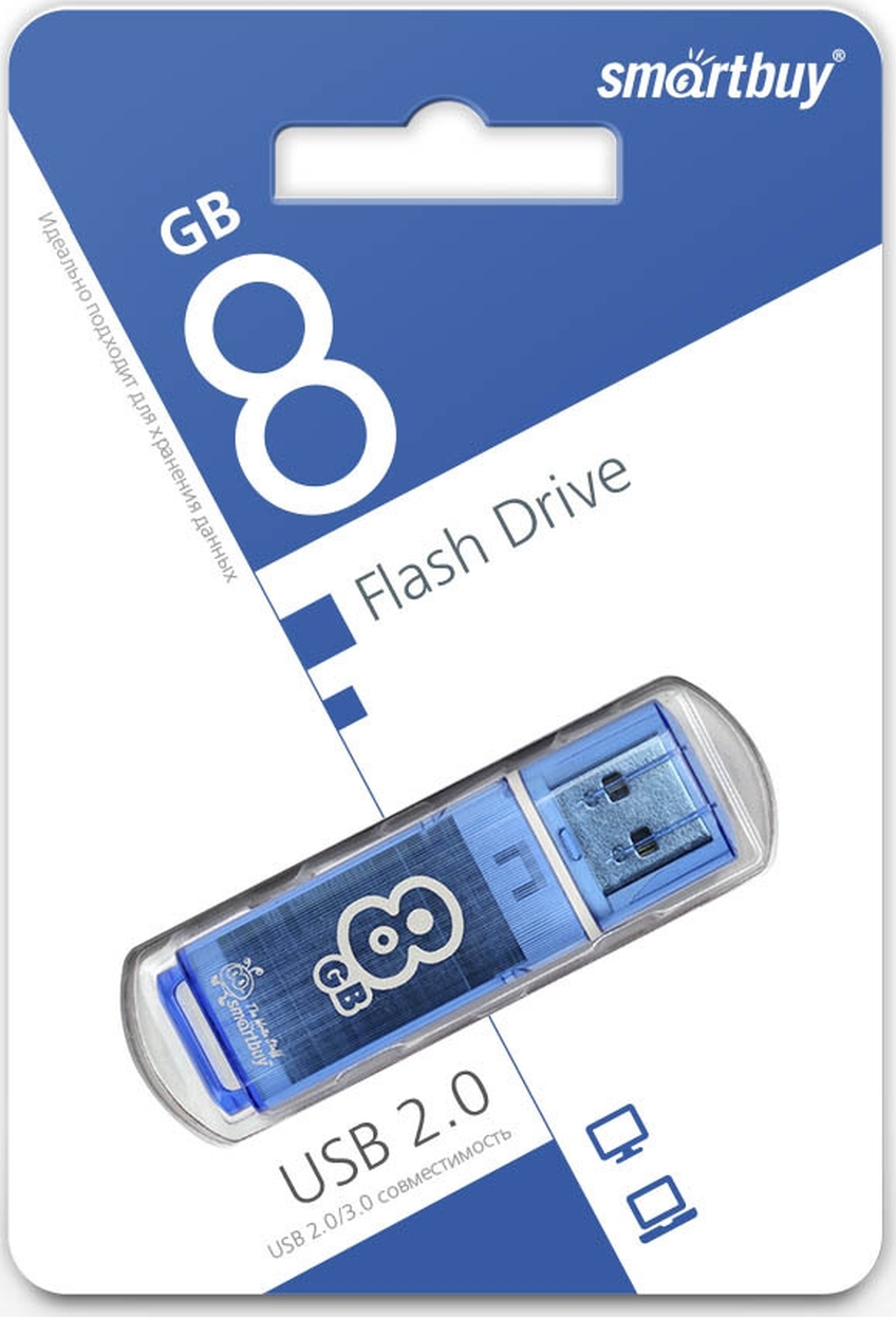 8 ГБ USB Флеш-накопитель USB 2.0 Smartbuy Glossy series Blue