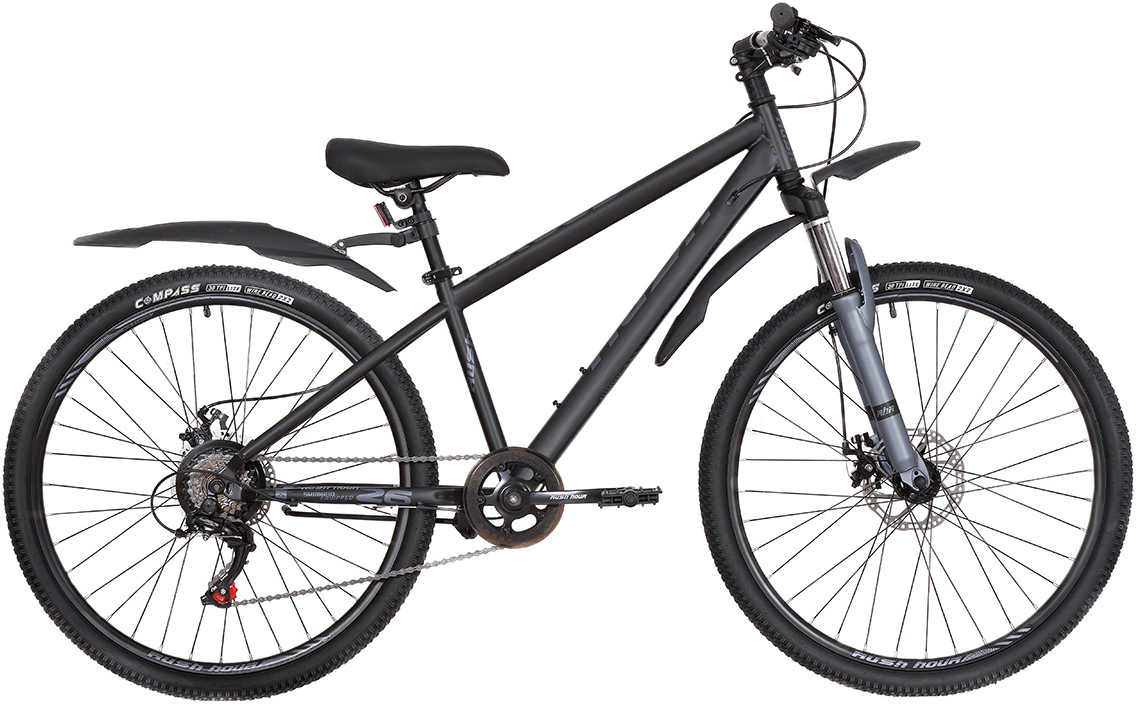 Велосипед 26" 6ск RUSH HOUR NX 605 DISC ST черный рама 14", рост 140 ...