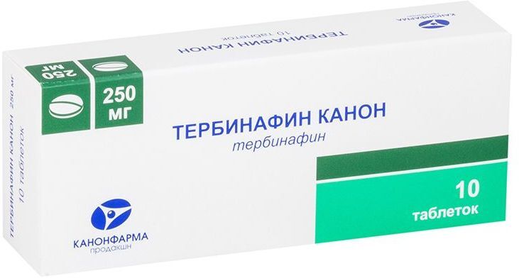 Тербинафин Канон, таблетки 250 мг, 10 штук — купить в интернет-аптеке ...