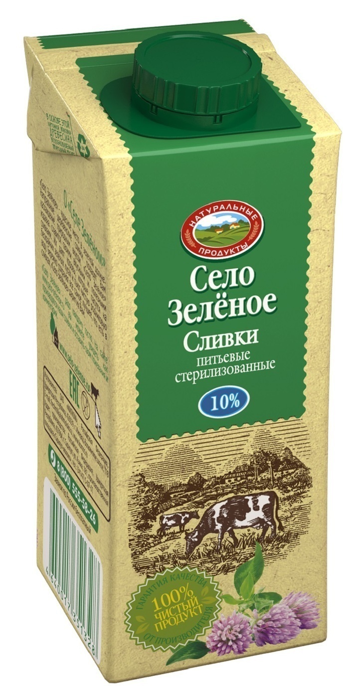 Сливки Село Зеленое Стерилизованные, Сливки 10%,ГОСТ, TBA Edge 200 гр ...