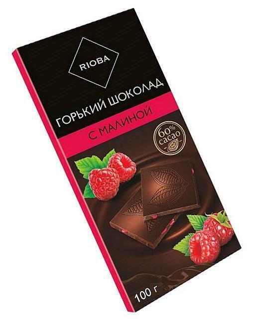 Шоколад RIOBA / Горький шоколад / С Малиной 60% / К кофе, чаю, какао ...