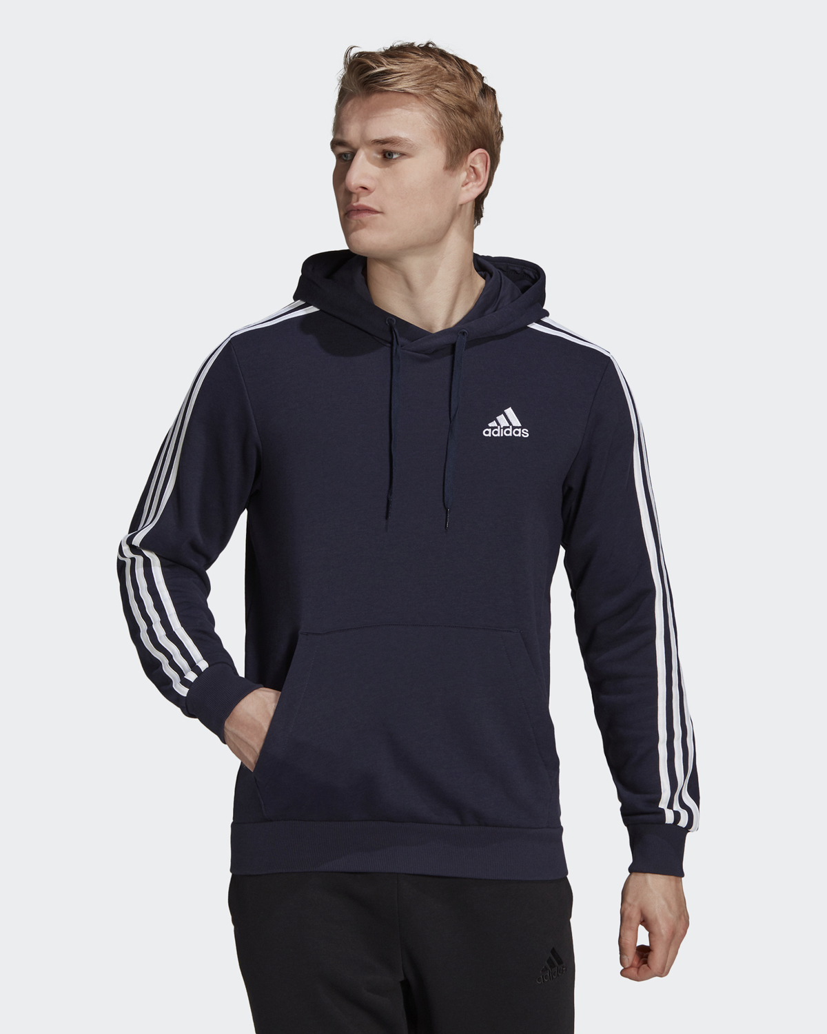 Adidas stripes hoodie sale