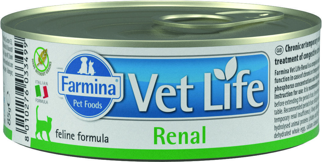 Влажный корм для кошек Farmina Vet life Renal, при почечной недостаточности, ветеринарная диета, лечебный, 85 г(12 штук)