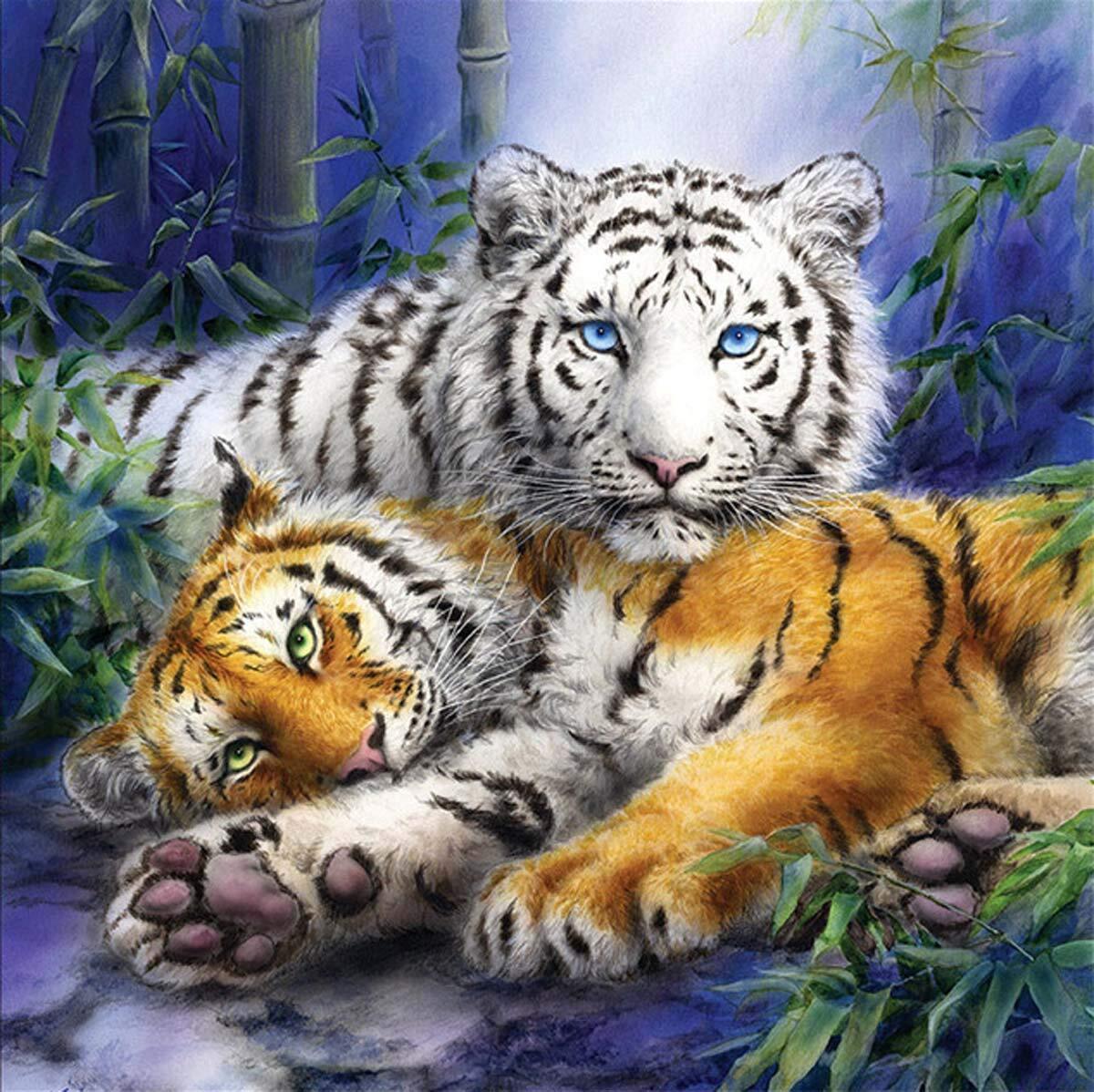 Тигр с тигренком рисунок