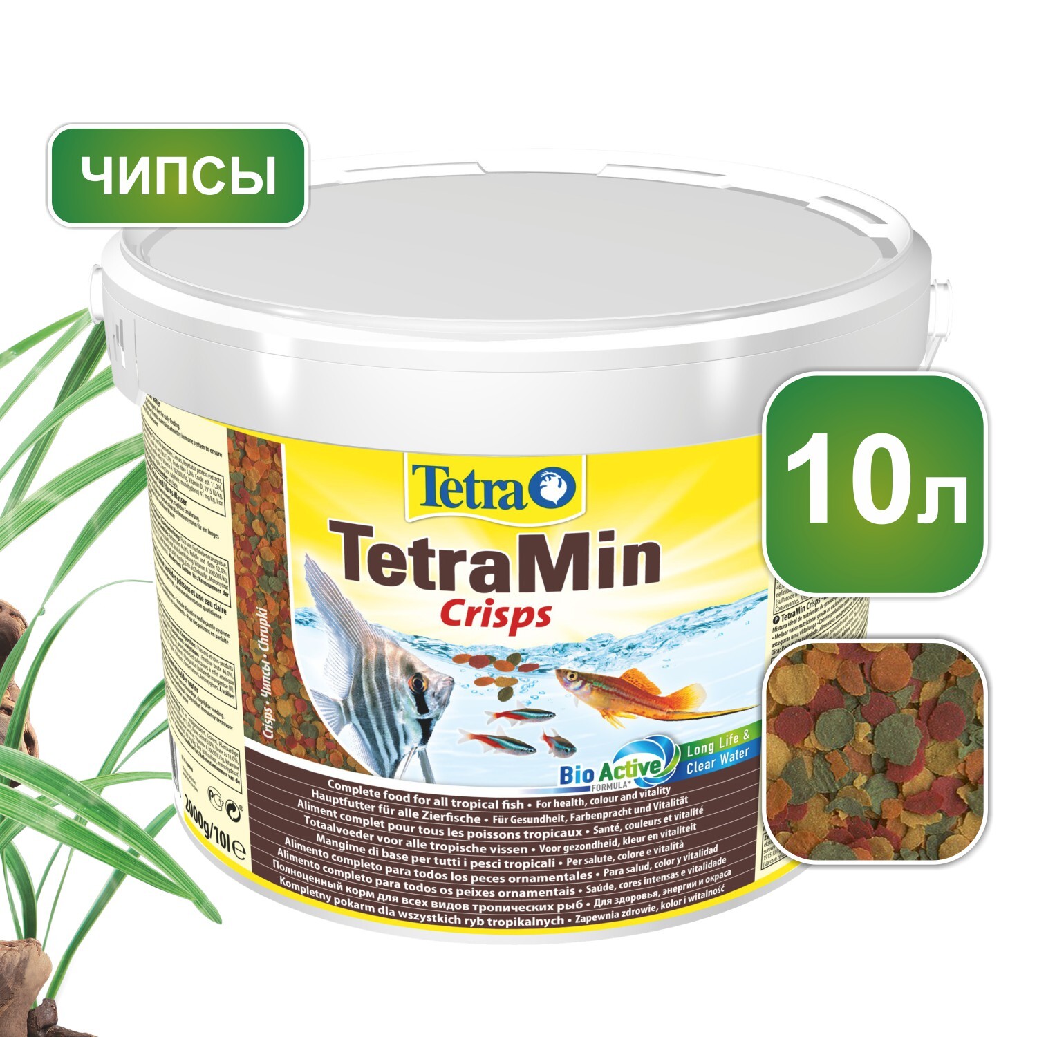 Корм для рыб Tetra TetraMin Crisps 10 л, чипсы для всех видов аквариумных рыб