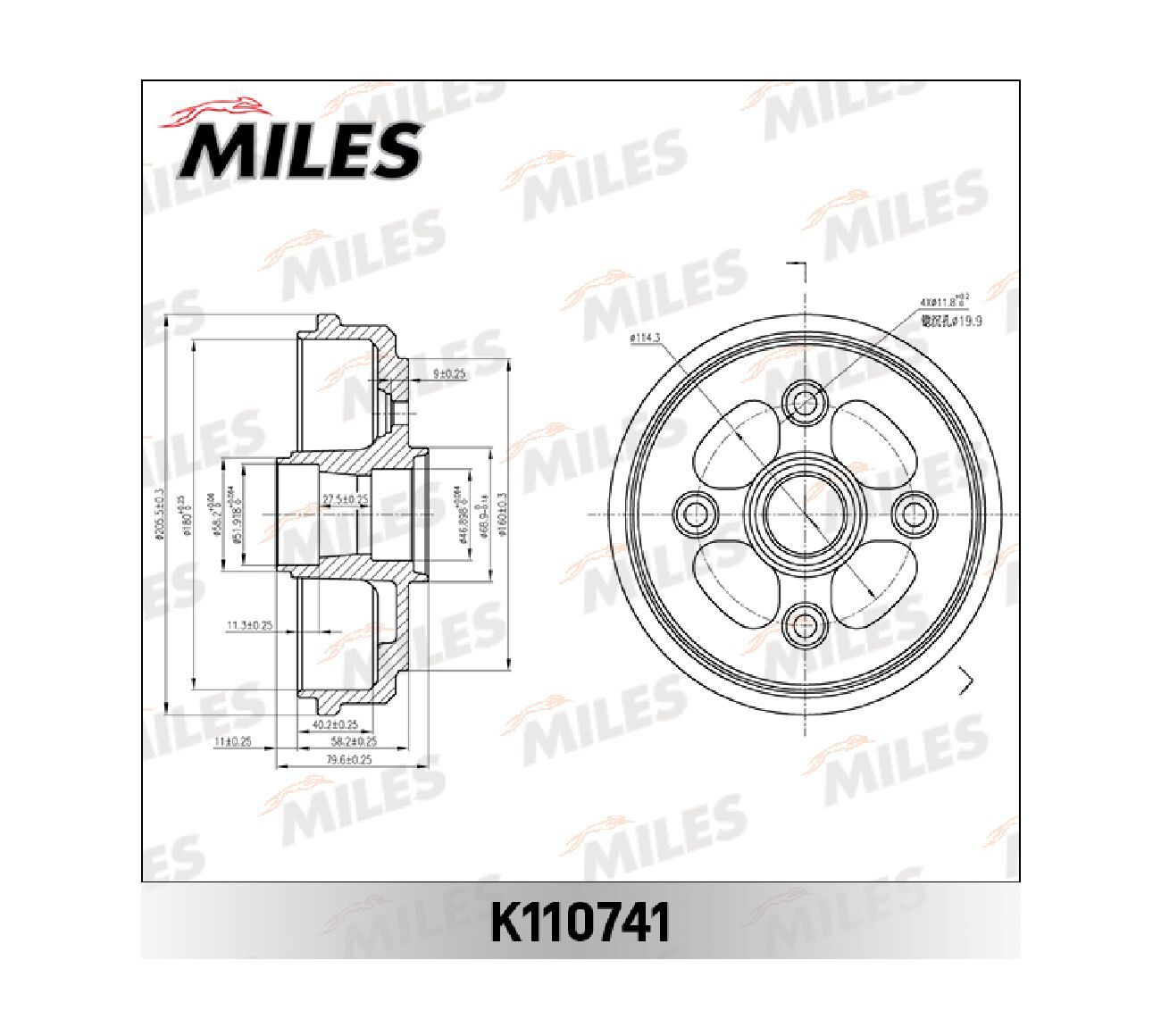 MILES Барабан тормозной, арт. K110741