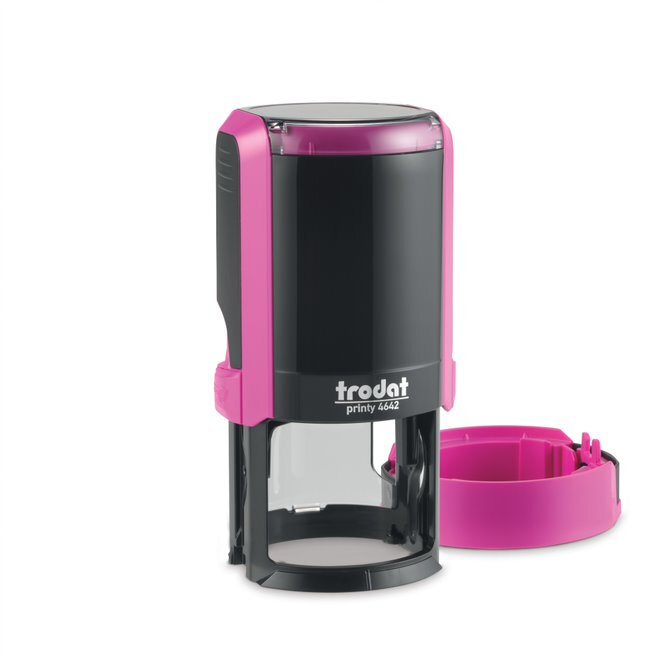 Оснастка для печатей, оттиск D42 мм, синий, Trodat 4642 Printy NEW, корпус Фуксия,новая крышка