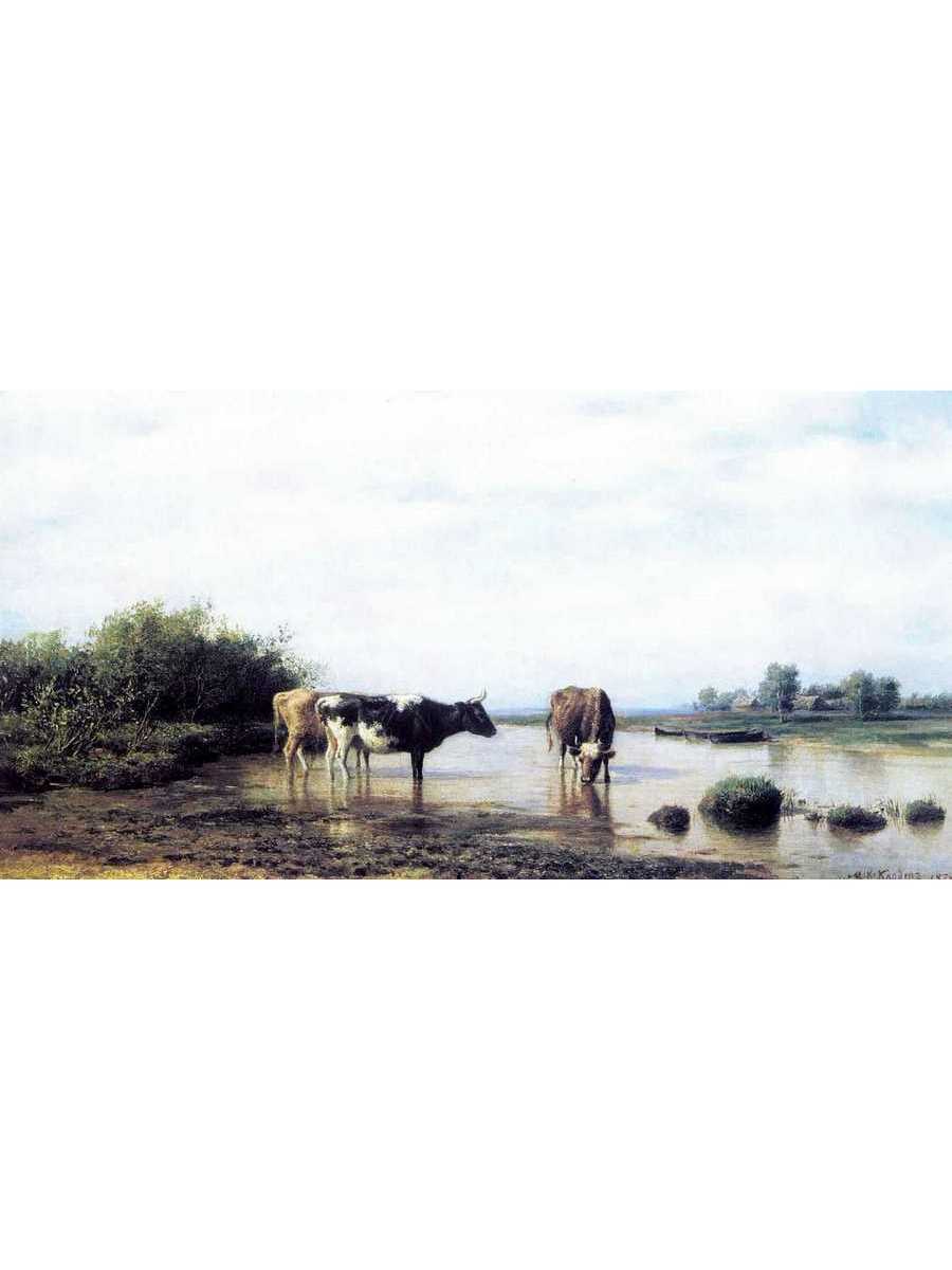 Коровы на водопое картина клодт