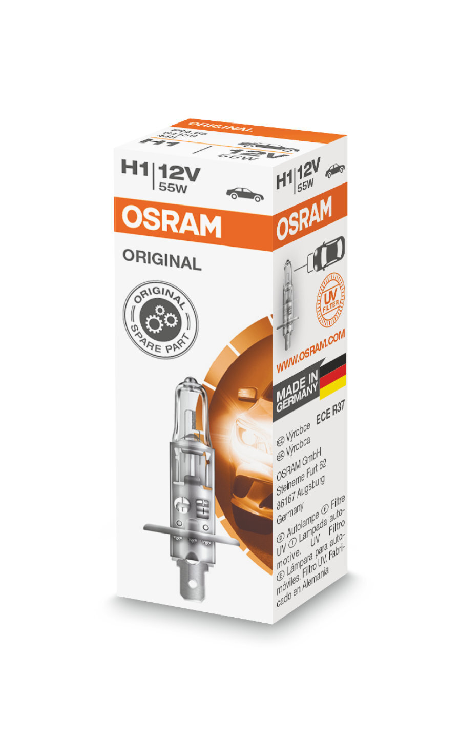 ЛампаавтомобильнаяOsram,H1,12В,55Вт,64150