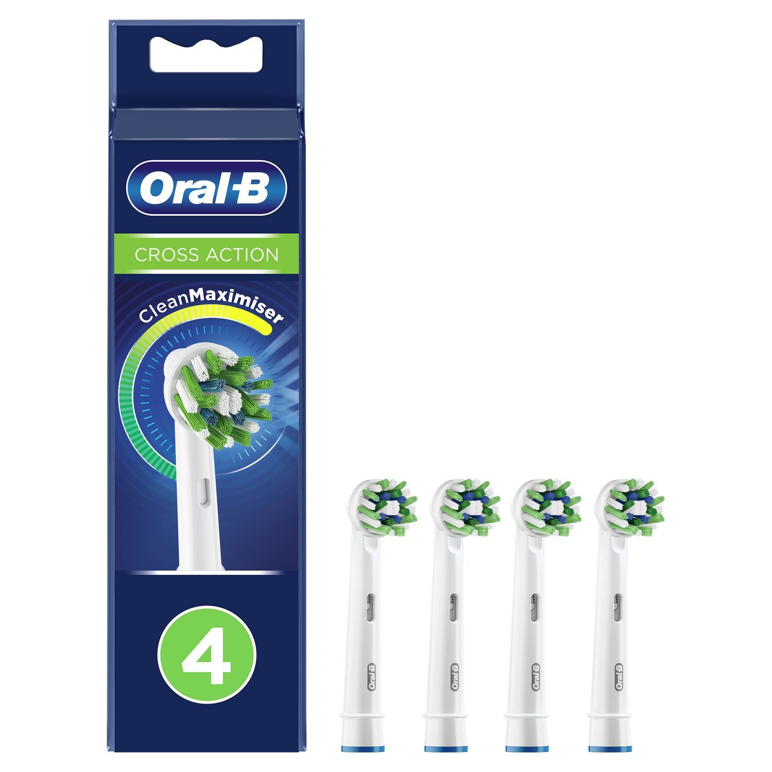 Насадки Oral-B Cross Action CleanMaximiser White для электрической зубной щетки, 4 шт., для тщательного удаления налета