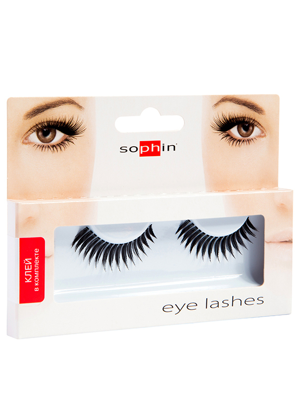 SOPHIN Черные натуральные накладные ресницы, клей в комплекте