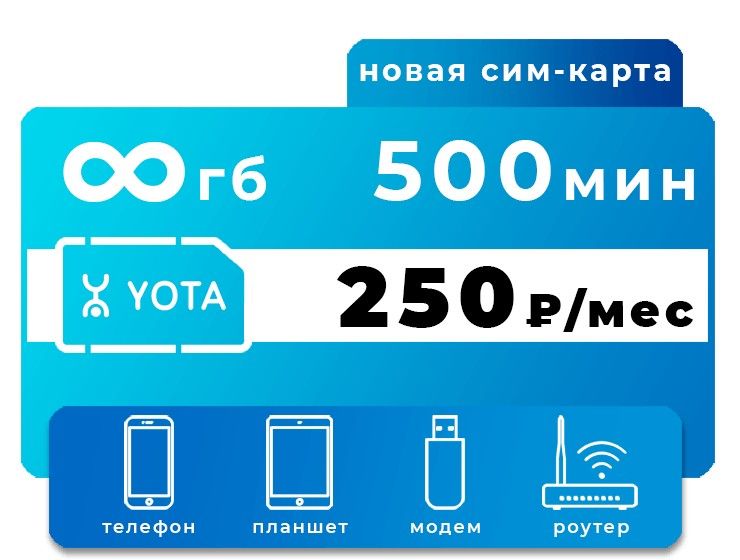 Сим карта yota с безлимитным интернетом для модема