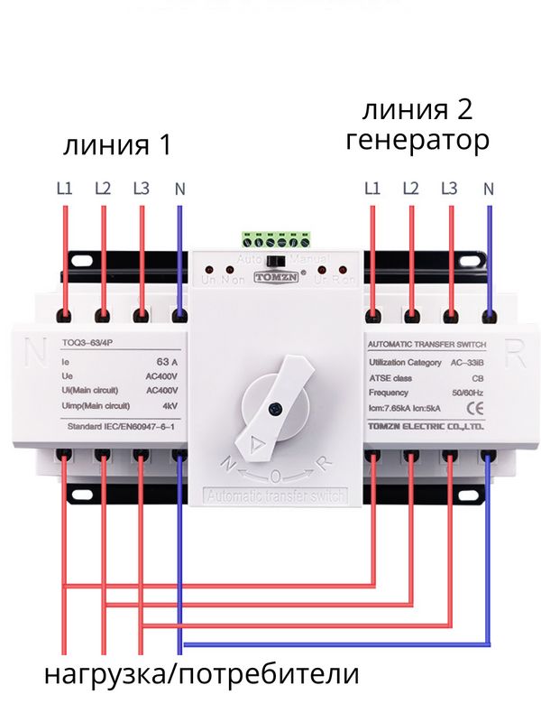 Подключение резервного автомата Рубильник реверсивный с мотором привода автомат ввода резерва генератора умный д