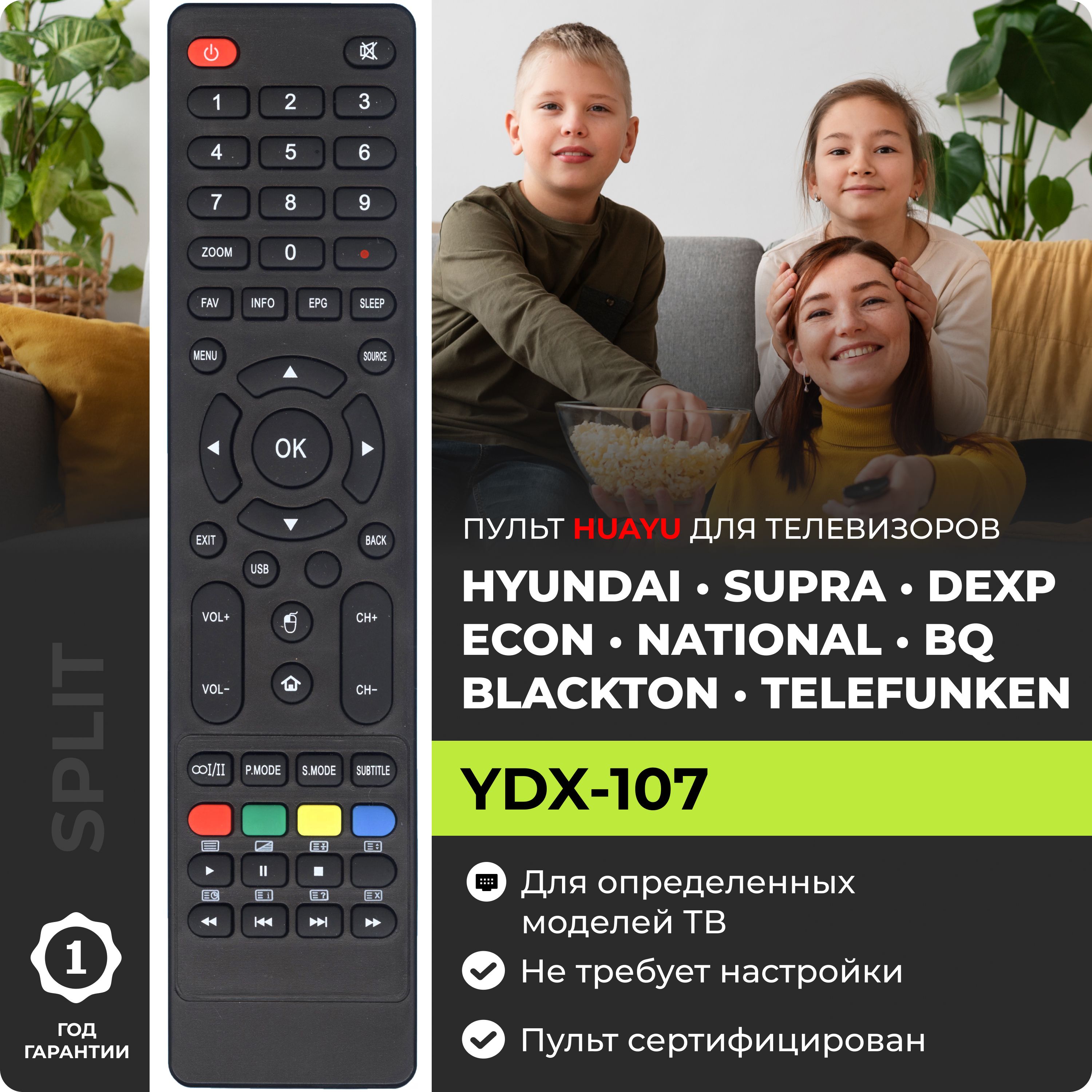 Пульт для телевизоров Hyundai Supra Telefunken BQ Blackton DEXP ECON  National Aiwa Maunfeld и другие