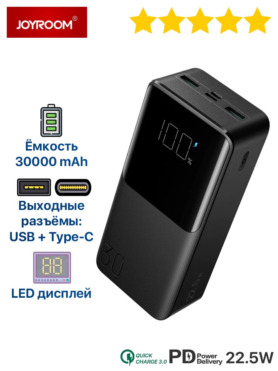 Внешний аккумулятор (Power Bank) JOYROOM Joyroom-JR-QP191 - купить по  выгодным ценам в интернет-магазине OZON (966115540)