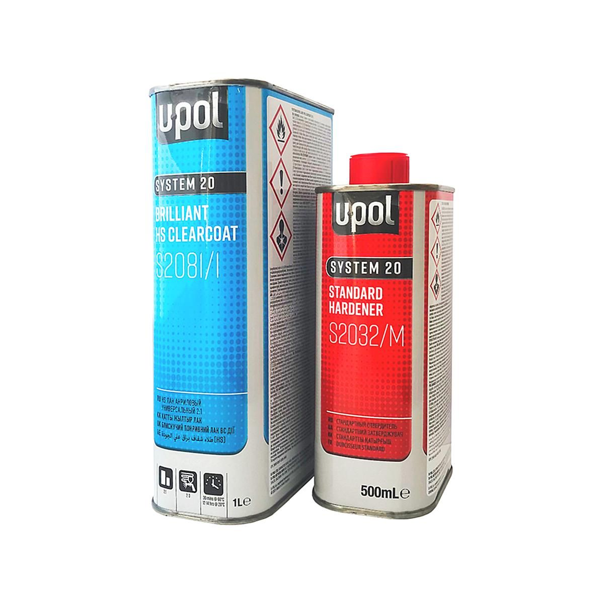 U-POL S2081/1 Brilliant HS ClearCoat 2:1 Профессиональный автомобильный акриловый лак (автолак юпол) в банке 1 л. с отвердителем 0,5 л.