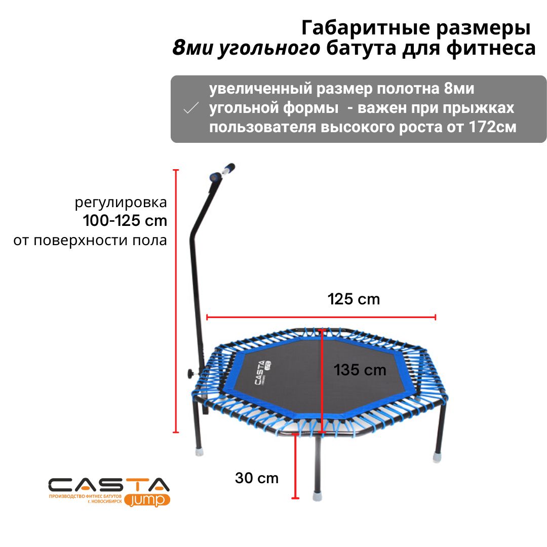 Батут каркасный CastaJUMP для фитнеса с ручкой для взрослых. Восьмиугольный  - усиленный трос - купить по выгодной цене в интернет-магазине OZON  (785432858)