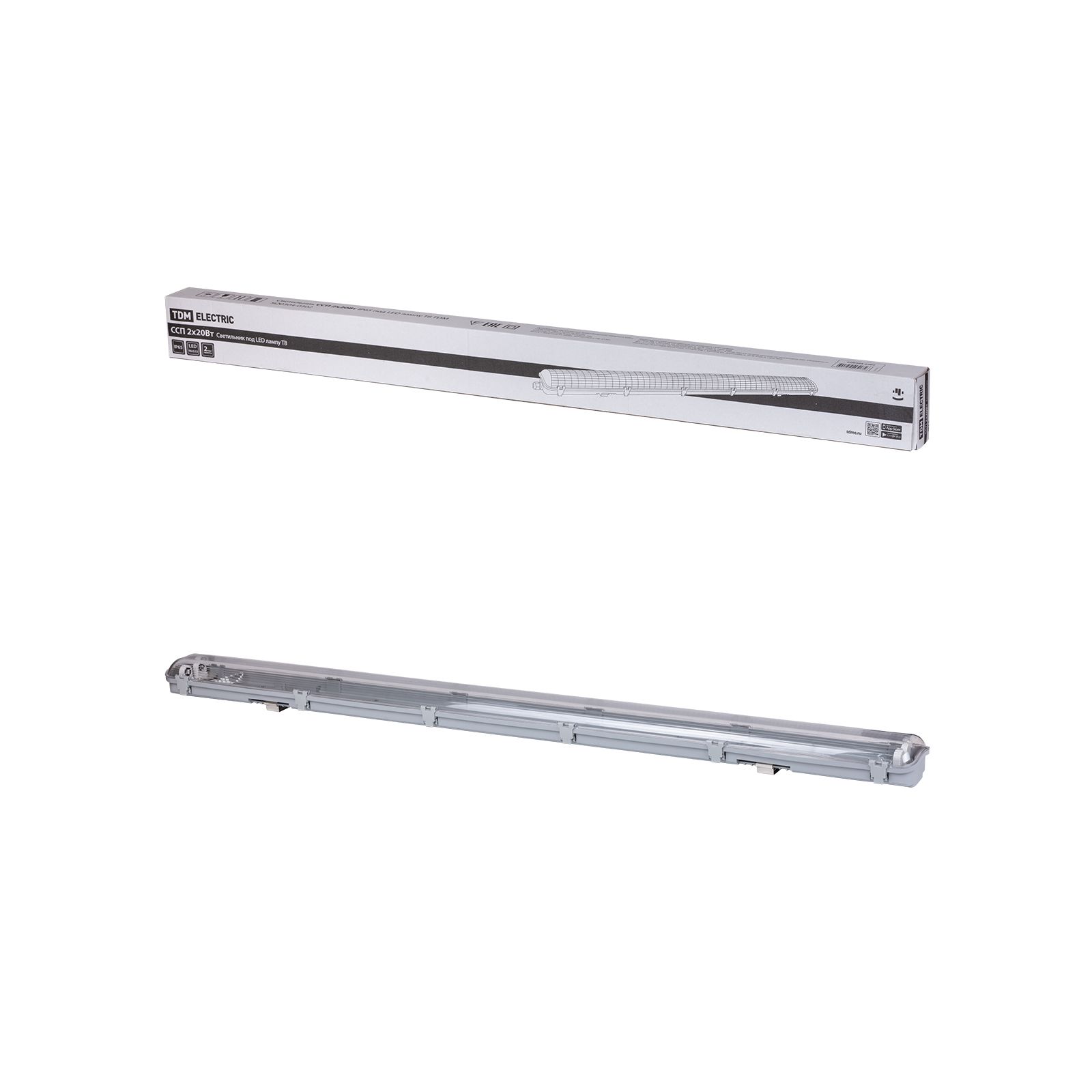 Sq0327-0702 в разборе. Светильник спо 120х2 под led лампу t8 (рассеиватель поликарбонат) tdm. Спп 20вт. Светильник светодиод. Sq0327-0202.