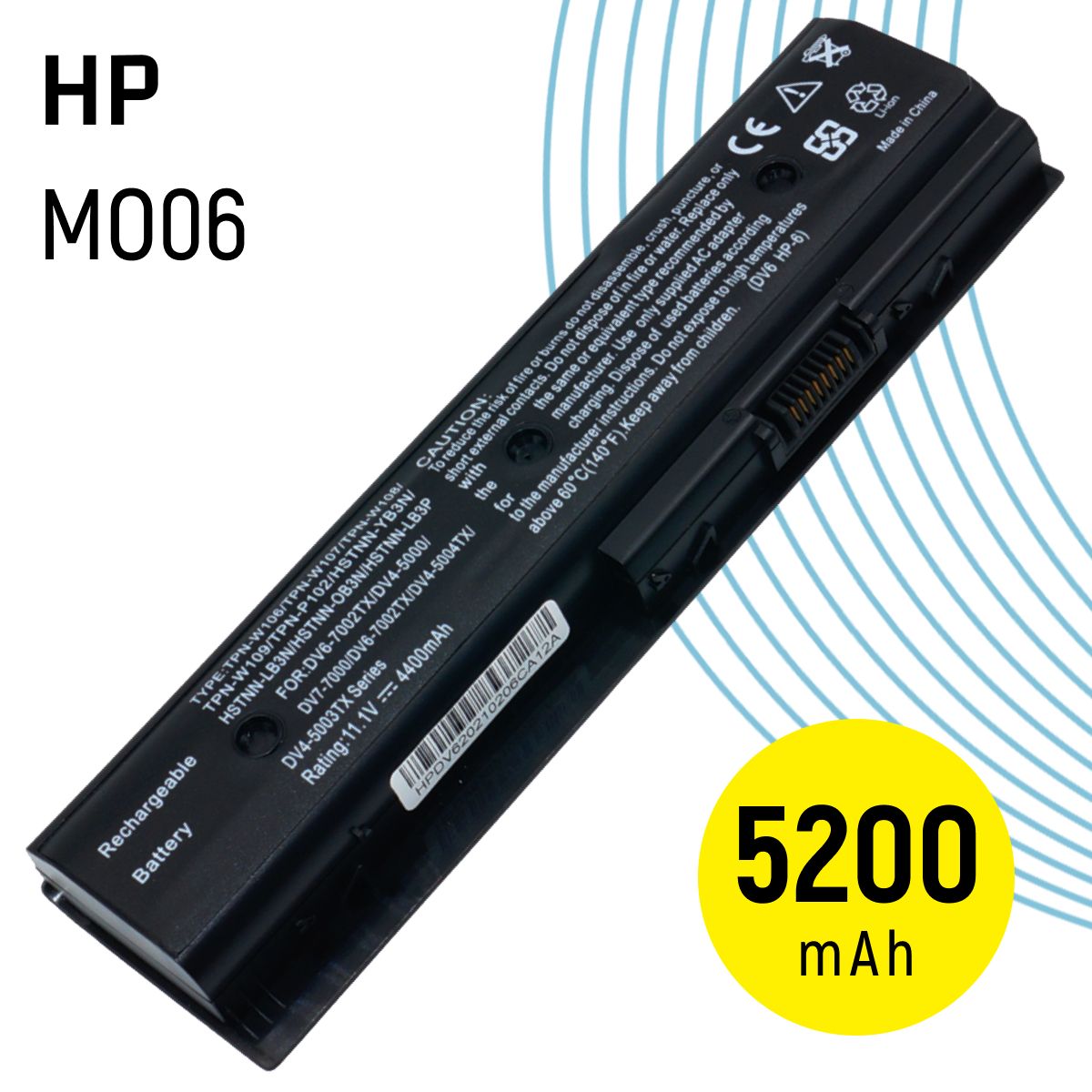 АккумулятордляноутбукаHP5200мАч,(MO06,HSTNN-LB3N)